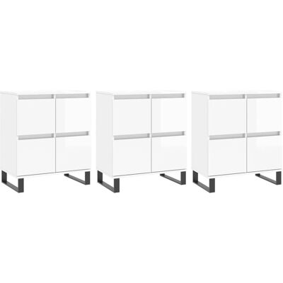 vidaXL Wit Hoogglans 3-delig Dressoir - Kast/Opbergruimte vidaXL Wit Hoogglans 3-delig Dressoir - Kast/Opbergruimte