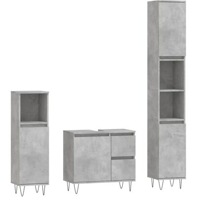 vidaXL Bathroom Furniture Set Concrete Grey - Bathroom Furniture Set vidaXL Bathroom Furniture Set Concrete Grey - Bathroom Furniture Set