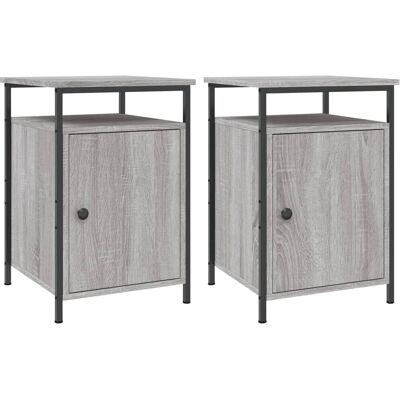 vidaXL Nachttisch - 825870 - Holzengineered - Sonoma Grau - Nachttisch - Set aus 2 vidaXL Nachttisch - 825870 - Holzengineered - Sonoma Grau - Nachttisch - Set aus 2
