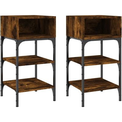 vidaXL Nachttisch - Räuchereiche - 35x34,5x70 cm - Nachttisch vidaXL Nachttisch - Räuchereiche - 35x34,5x70 cm - Nachttisch
