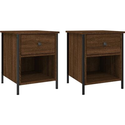 vidaXL Nachttische 2 Stück Braun Eiche 40x42x50 cm Engineered Wood - Nachttisch vidaXL Nachttische 2 Stück Braun Eiche 40x42x50 cm Engineered Wood - Nachttisch