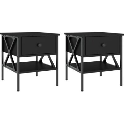 vidaXL Nachttisch Schwarz - Industriell, Holz, 40x42x45cm vidaXL Nachttisch Schwarz - Industriell, Holz, 40x42x45cm
