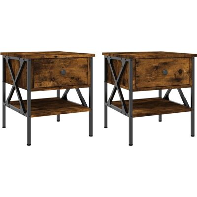 vidaXL Table de Nuit - Chêne Fumé - Style Industriel - 40x42x45cm - Publicité vidaXL Table de Nuit - Chêne Fumé - Style Industriel - 40x42x45cm - Publicité