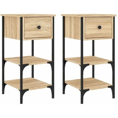 vidaXL Sonoma Eichen Nachttische - 2er Set - Langlebige Ingenieurholz Oberfläche vidaXL Sonoma Eichen Nachttische - 2er Set - Langlebige Ingenieurholz Oberfläche