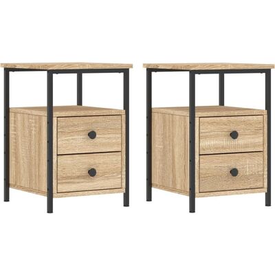 vidaXL Sonoma Oak Nightstand Set of 2 - Nightstand vidaXL Sonoma Oak Nightstand Set of 2 - Nightstand