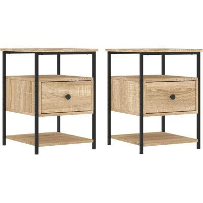 Table de nuit Sonoma Chêne vidaXL - 2 pièces, Bois durable - Publicité Table de nuit Sonoma Chêne vidaXL - 2 pièces, Bois durable - Publicité