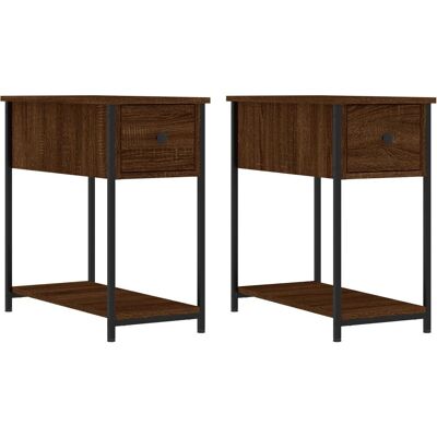 vidaXL Nachttisch Eiche - Nachttisch - Dunkel Eiche - 2 st vidaXL Nachttisch Eiche - Nachttisch - Dunkel Eiche - 2 st