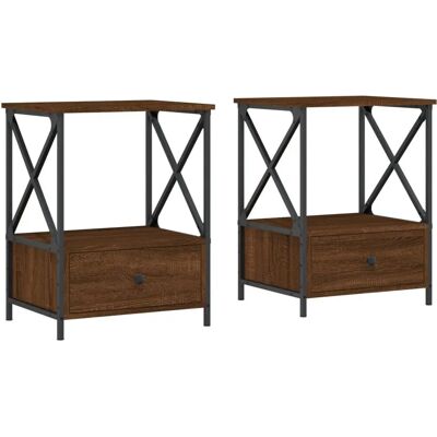 vidaXL 826092 Table de Nuit - Chêne Marron - Style Industriel - Publicité vidaXL 826092 Table de Nuit - Chêne Marron - Style Industriel - Publicité