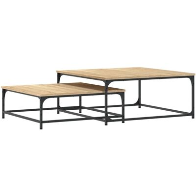 vidaXL 832819 Bruin Eiken Stapelbare Salontafels - Salontafel vidaXL 832819 Bruin Eiken Stapelbare Salontafels - Salontafel