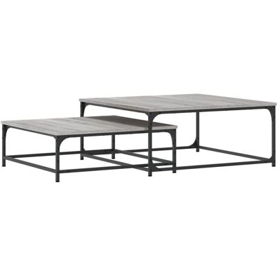 vidaXL Grijze Sonoma Stapelbare salontafels 2 stuks - Salontafels vidaXL Grijze Sonoma Stapelbare salontafels 2 stuks - Salontafels