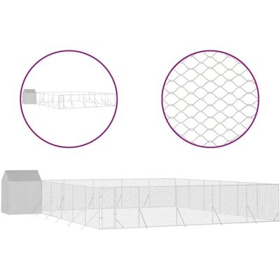 MAISONCHIC - Zewnętrzna buda dla psa - 12x12x2,5m - Srebro - Na zewnątrz MAISONCHIC - Zewnętrzna buda dla psa - 12x12x2,5m - Srebro - Na zewnątrz