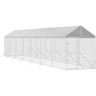 vidaXL - Abri pour chiens 2x14x2,5m Argent - Maison et Cage d'Extérieur vidaXL - Abri pour chiens 2x14x2,5m Argent - Maison et Cage d'Extérieur