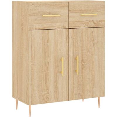 vidaXL Sonoma Eiken Wit Hoogglans Dressoir - Woonkameropslag vidaXL Sonoma Eiken Wit Hoogglans Dressoir - Woonkameropslag