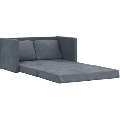 vidaXL 2-in-1 Grijze Slaapbank - Fluweel - 122x204x55 cm vidaXL 2-in-1 Grijze Slaapbank - Fluweel - 122x204x55 cm