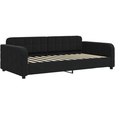 vidaXL Schwarzes Samt-Sofa-Bett - Schlafsofa vidaXL Schwarzes Samt-Sofa-Bett - Schlafsofa