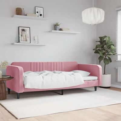vidaXL Rosa Samtsofa mit Bett vidaXL Rosa Samtsofa mit Bett