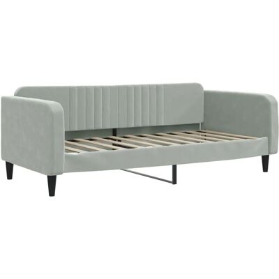 vidaXL Lichtgrijze Fluwelen Slaapbank - Sofa Bed vidaXL Lichtgrijze Fluwelen Slaapbank - Sofa Bed