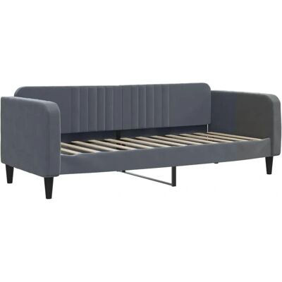 vidaxl Dunkelgrau Samt Sofa Bett 90x190 cm - Schlafsofa vidaxl Dunkelgrau Samt Sofa Bett 90x190 cm - Schlafsofa
