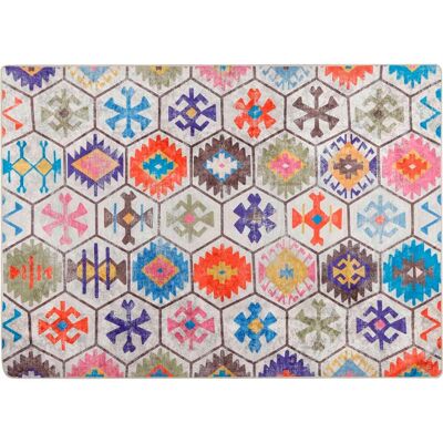 vidaXL Blå Hvid Vaskbar Patchwork Tæppe - Skridsikker Hjemmedekoration vidaXL Blå Hvid Vaskbar Patchwork Tæppe - Skridsikker Hjemmedekoration