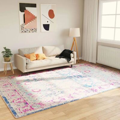 vidaXL Blå og Pink Flerfarvet Vaskbar Skridsikker Tæppe - 190x300 cm vidaXL Blå og Pink Flerfarvet Vaskbar Skridsikker Tæppe - 190x300 cm