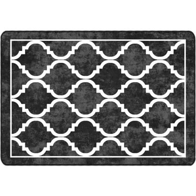 vidaXL Vaskbar sort-hvid 160x230 cm patchwork tæppe - Skridsikker vidaXL Vaskbar sort-hvid 160x230 cm patchwork tæppe - Skridsikker