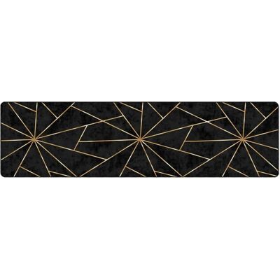 vidaXL Vaskbar Tæppe Sort og Guld 80x300 cm Antislip Gulvtæppe vidaXL Vaskbar Tæppe Sort og Guld 80x300 cm Antislip Gulvtæppe