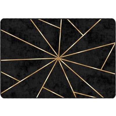 vidaXL Vaskbar patchwork tæppe i sort og guld - 160x230 cm - Sklidikkert vidaXL Vaskbar patchwork tæppe i sort og guld - 160x230 cm - Sklidikkert