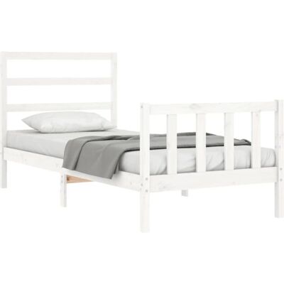 vidaXL Bed Frame - Solid Pine Wood White 90x200 cm - Bed Frame vidaXL Bed Frame - Solid Pine Wood White 90x200 cm - Bed Frame