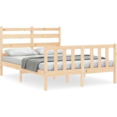 vidaXL Bed Frame - 200x200 cm - Ruwe dennenhouten - Bedbasis - Bed met hoofdbord vidaXL Bed Frame - 200x200 cm - Ruwe dennenhouten - Bedbasis - Bed met hoofdbord