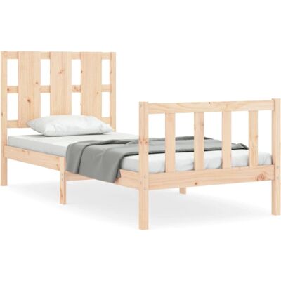 vidaXL Braune 140x190cm Holz Bettgestell - Bettbasis mit Kopfteil vidaXL Braune 140x190cm Holz Bettgestell - Bettbasis mit Kopfteil