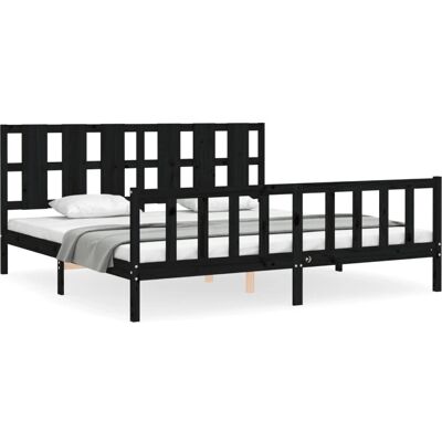 vidaXL Bettrahmen - 200x200 cm - Massiv Kiefernholz - Schwarz vidaXL Bettrahmen - 200x200 cm - Massiv Kiefernholz - Schwarz
