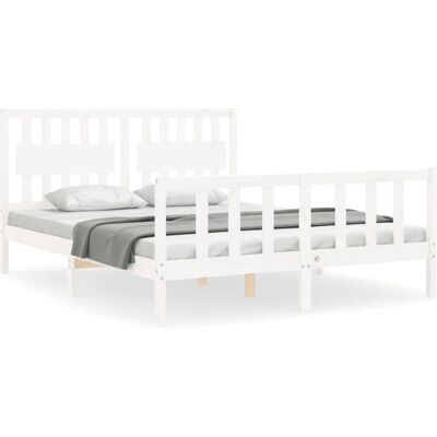 vidaXL Bettgestell Weiß 160x200 cm - Bett mit Kopf- & Fußteil vidaXL Bettgestell Weiß 160x200 cm - Bett mit Kopf- & Fußteil