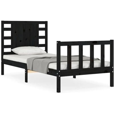 vidaXL Sänkykehys - Massiivinen männystä, Musta, 75x190 cm, Helppo kokoaminen vidaXL Sänkykehys - Massiivinen männystä, Musta, 75x190 cm, Helppo kokoaminen