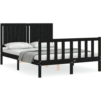 vidaXL Bettrahmen Schwarz 200x200cm - Holzbettrahmen mit Kopfteil vidaXL Bettrahmen Schwarz 200x200cm - Holzbettrahmen mit Kopfteil