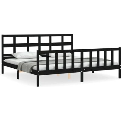 vidaXL Schwarzes Kiefernholz Bettgestell - 200x200 cm - Bett, Bettboden, Plattform vidaXL Schwarzes Kiefernholz Bettgestell - 200x200 cm - Bett, Bettboden, Plattform