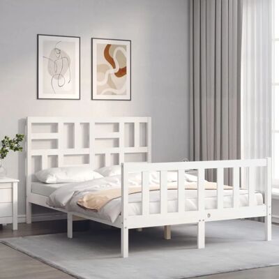 Maisonchic Kiefernbettgestell - 140x190 cm - Weiß Maisonchic Kiefernbettgestell - 140x190 cm - Weiß