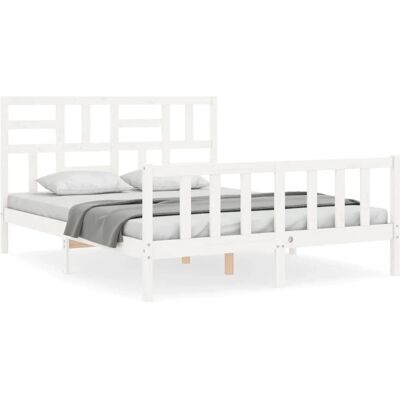 vidaXL Bed Frame Wit King Size Massief Hout dennenhout - Bed Frame vidaXL Bed Frame Wit King Size Massief Hout dennenhout - Bed Frame