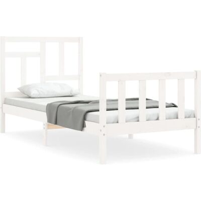 vidaXL Bettgestell Weiß 140x200 cm - Bett, Holz, Rustikal, Für Matratze vidaXL Bettgestell Weiß 140x200 cm - Bett, Holz, Rustikal, Für Matratze