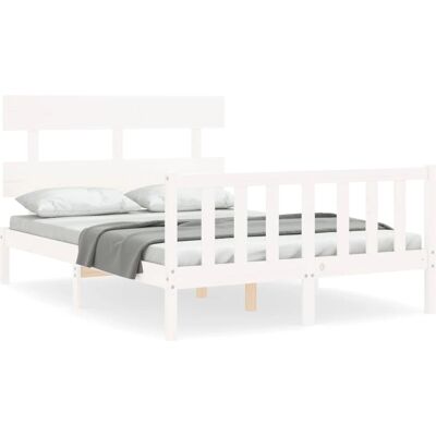 vidaXL Bed Frame Kleine Witte Met Hoofdbord - Bed Frame vidaXL Bed Frame Kleine Witte Met Hoofdbord - Bed Frame