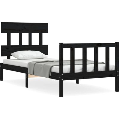 vidaXL Sänkykehys Musta 75x190cm - Massiivinen mäntypuu vidaXL Sänkykehys Musta 75x190cm - Massiivinen mäntypuu