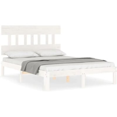 vidaXL Weiß 140x190cm Bettgestell mit Kopfteil - Bettgestell vidaXL Weiß 140x190cm Bettgestell mit Kopfteil - Bettgestell