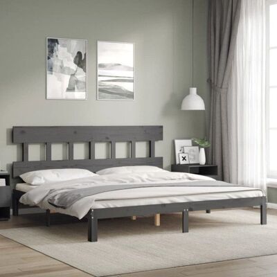 vidaXL Bed Frame Massief dennenhout 200x200 cm - Grijs - Bed Frame vidaXL Bed Frame Massief dennenhout 200x200 cm - Grijs - Bed Frame