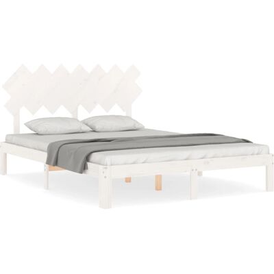 vidaXL Bettgestell 140x200cm Weiß Holz Plattformbett mit Kopfteil - Bettgestell vidaXL Bettgestell 140x200cm Weiß Holz Plattformbett mit Kopfteil - Bettgestell