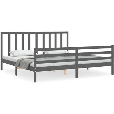 vidaXL Bettgestell Grau 200x200cm - Plattformbett mit Kopfteil aus Massivkiefer vidaXL Bettgestell Grau 200x200cm - Plattformbett mit Kopfteil aus Massivkiefer