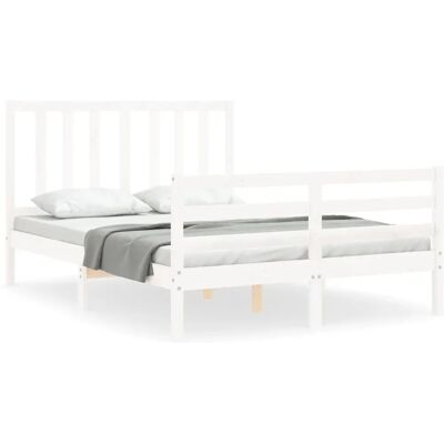 vidaXL Bettgestell 140x190cm Weiß - Bettrahmen mit Kopfteil vidaXL Bettgestell 140x190cm Weiß - Bettrahmen mit Kopfteil