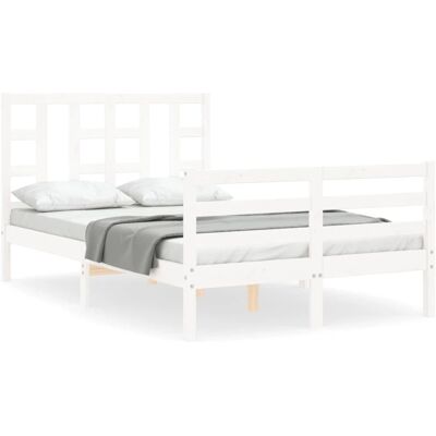 vidaXL Bettgestell Weiß 120x190cm - Holzbett mit Kopfteil vidaXL Bettgestell Weiß 120x190cm - Holzbett mit Kopfteil