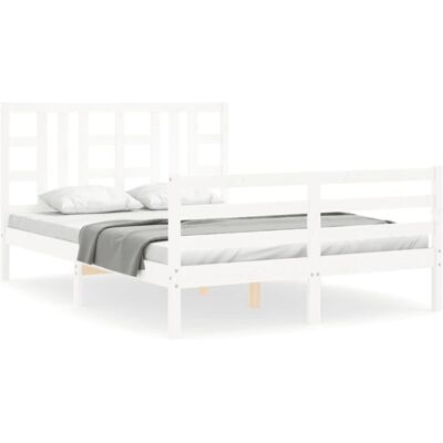 vidaXL Sengestel Hvid 150x200cm - Massivt Træ King Size Seng vidaXL Sengestel Hvid 150x200cm - Massivt Træ King Size Seng