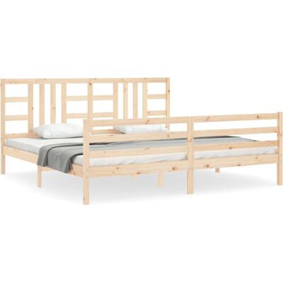 vidaXL Sengestel 200x200 cm - Massivt fyrretræ, Sort hovedgærde vidaXL Sengestel 200x200 cm - Massivt fyrretræ, Sort hovedgærde