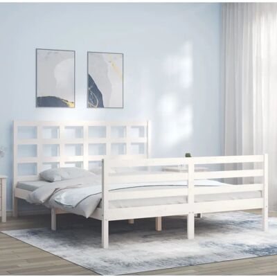 vidaXL Valkoinen King Size Puusänky - 150x200cm, Massiivinen mäntypuu vidaXL Valkoinen King Size Puusänky - 150x200cm, Massiivinen mäntypuu