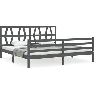 vidaXL 3194398 Bettgestell - Kiefer massiv, Grau, 200x200cm vidaXL 3194398 Bettgestell - Kiefer massiv, Grau, 200x200cm